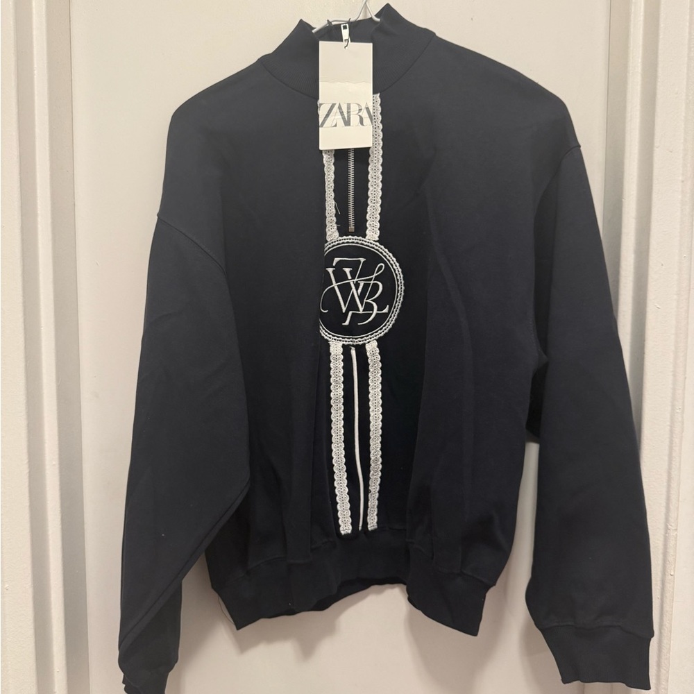 Zara Black Top with White Detailing